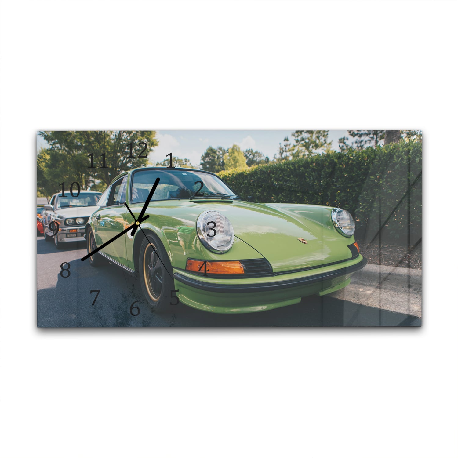 Wandklok 60x30 - Gehard Glas - Porsche 911 1970 Groen