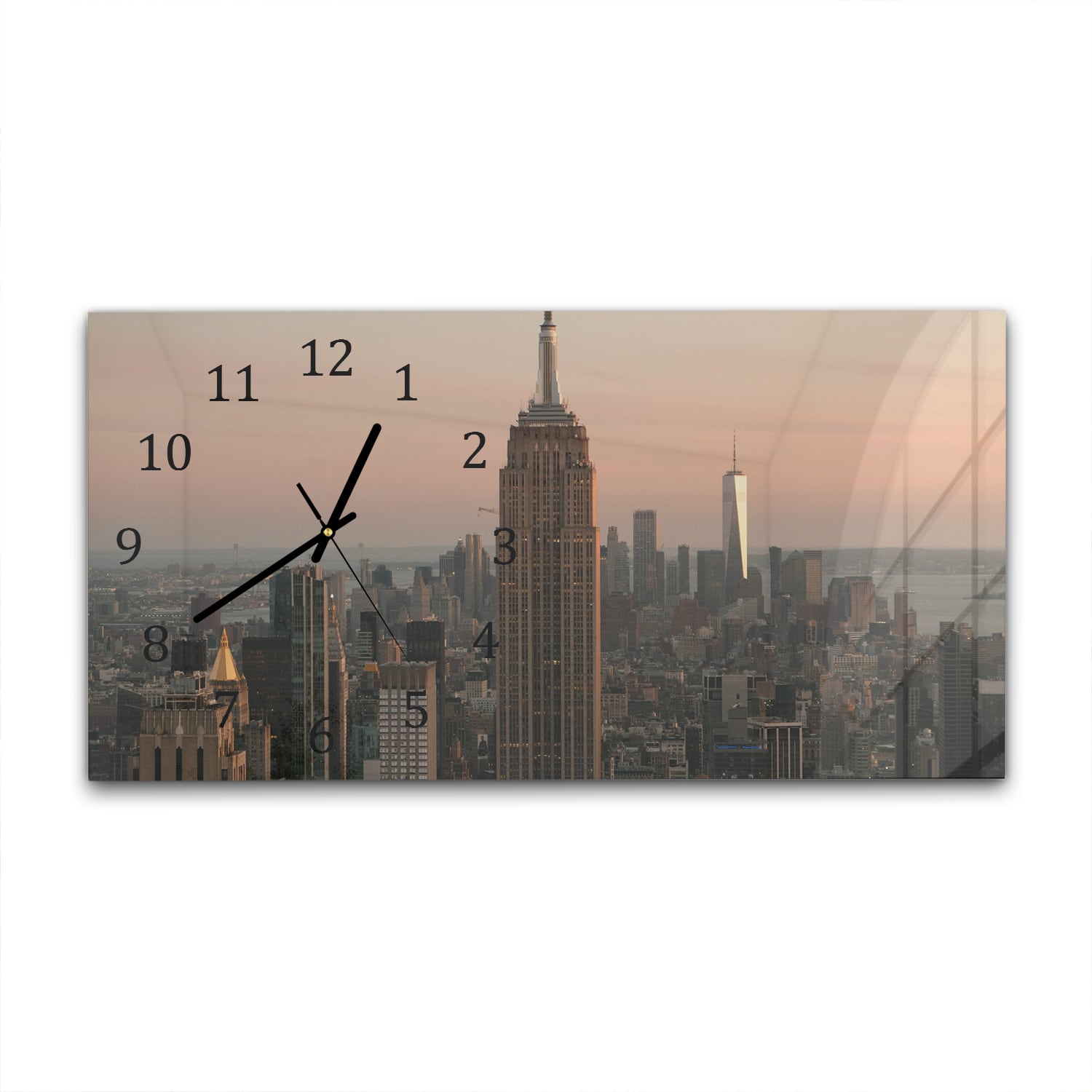 Wandklok 60x30 - Gehard Glas - Manhattan Skyline