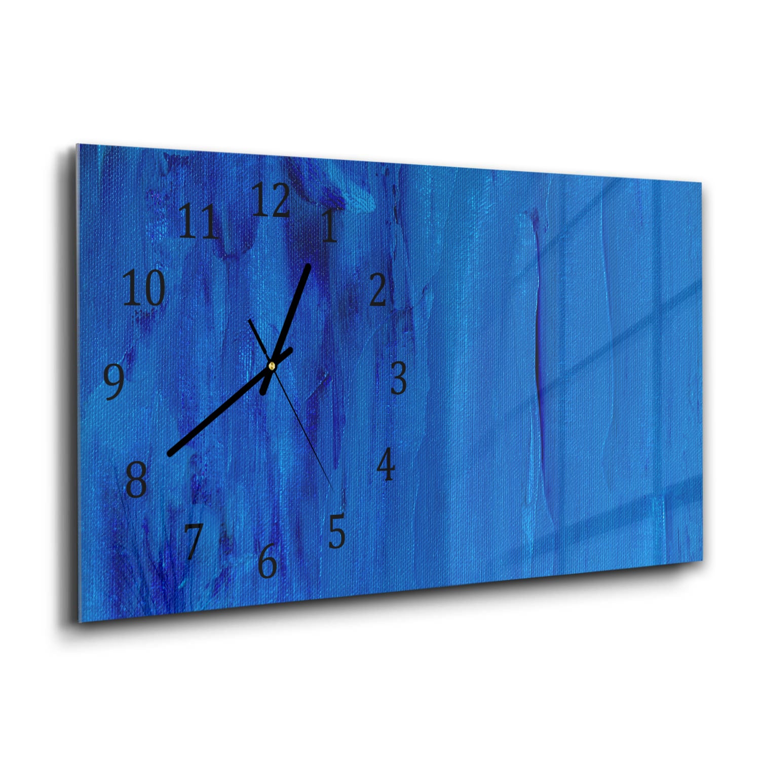 Wandklok 60x30 - Gehard Glas - Blauw Abstractie