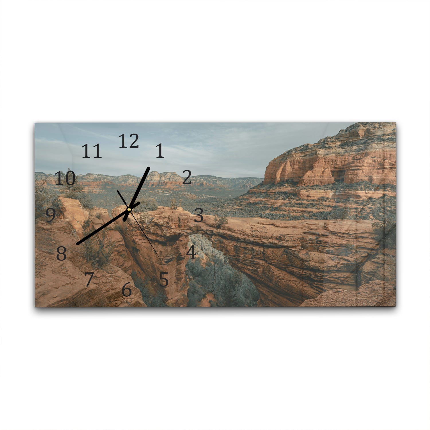 Wandklok 60x30 - Gehard Glas - Rotsen in de Canyons