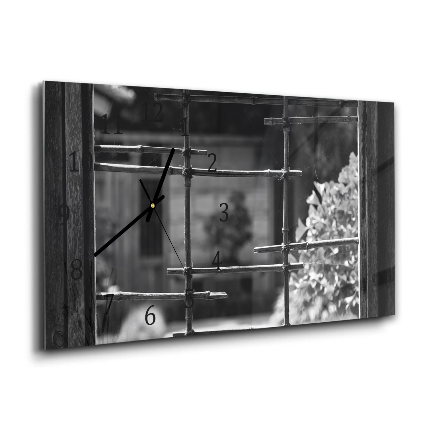 Wandklok 60x30 - Gehard Glas - Zwart-Wit Raam