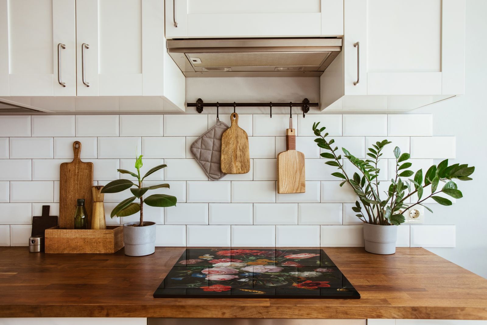 Eigen afmeting - Inductiebeschermer - Gehard Glas - Stilleven met bloemen in een glazen vaas - inductiebeschermer-glas