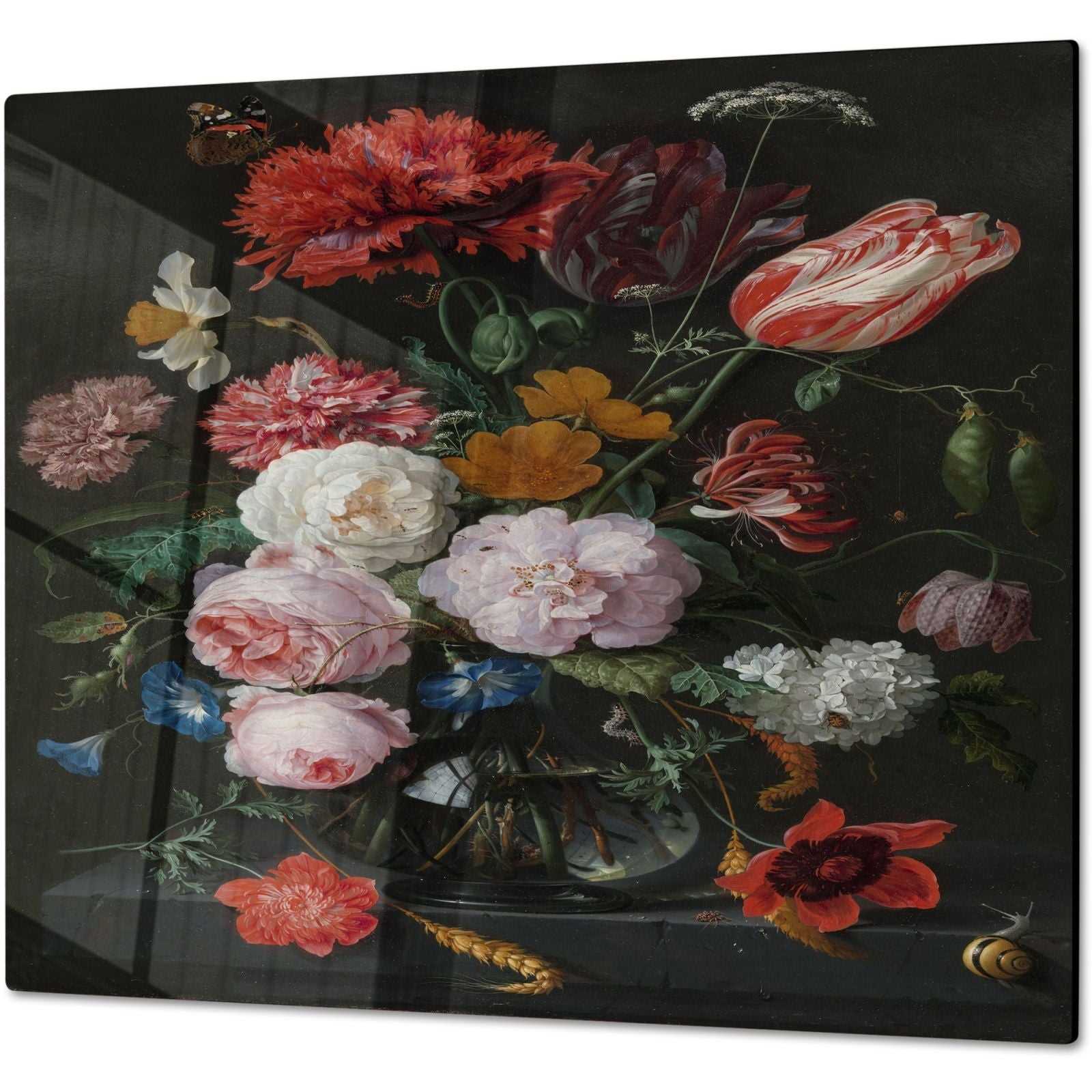 Eigen afmeting - Inductiebeschermer - Gehard Glas - Stilleven met bloemen in een glazen vaas - inductiebeschermer-glas