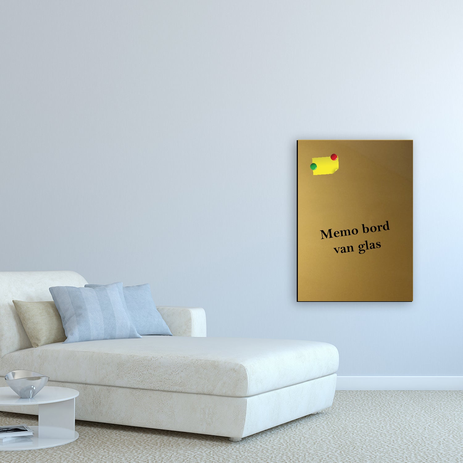 Whiteboard van glas - Magneetbord  - Diverse maten - Goud metallic