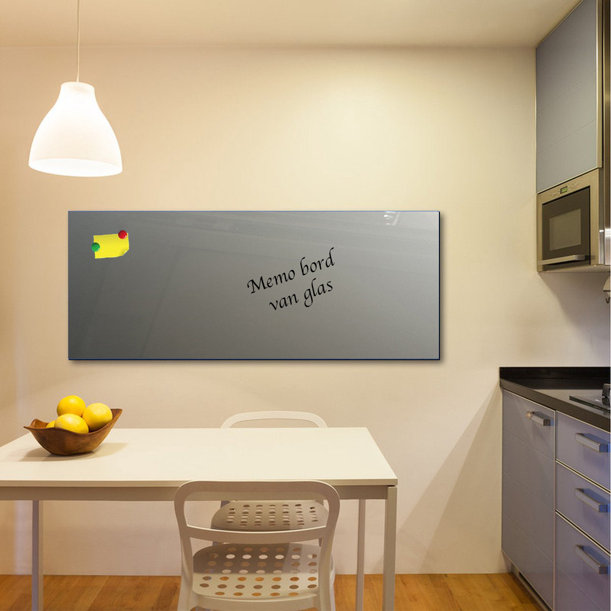 Whiteboard van glas - Magneetbord  - Diverse maten - Zilver metallic