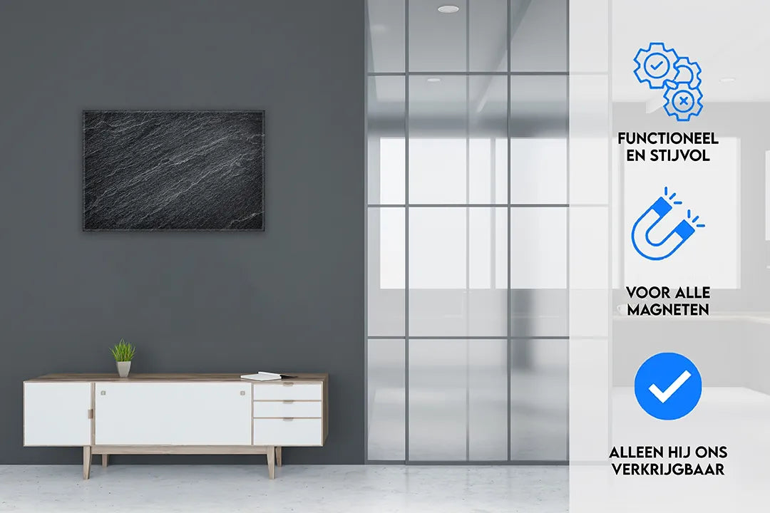Metalen magneetbord met marmer effect – droog uitwisbaar & magnetisch