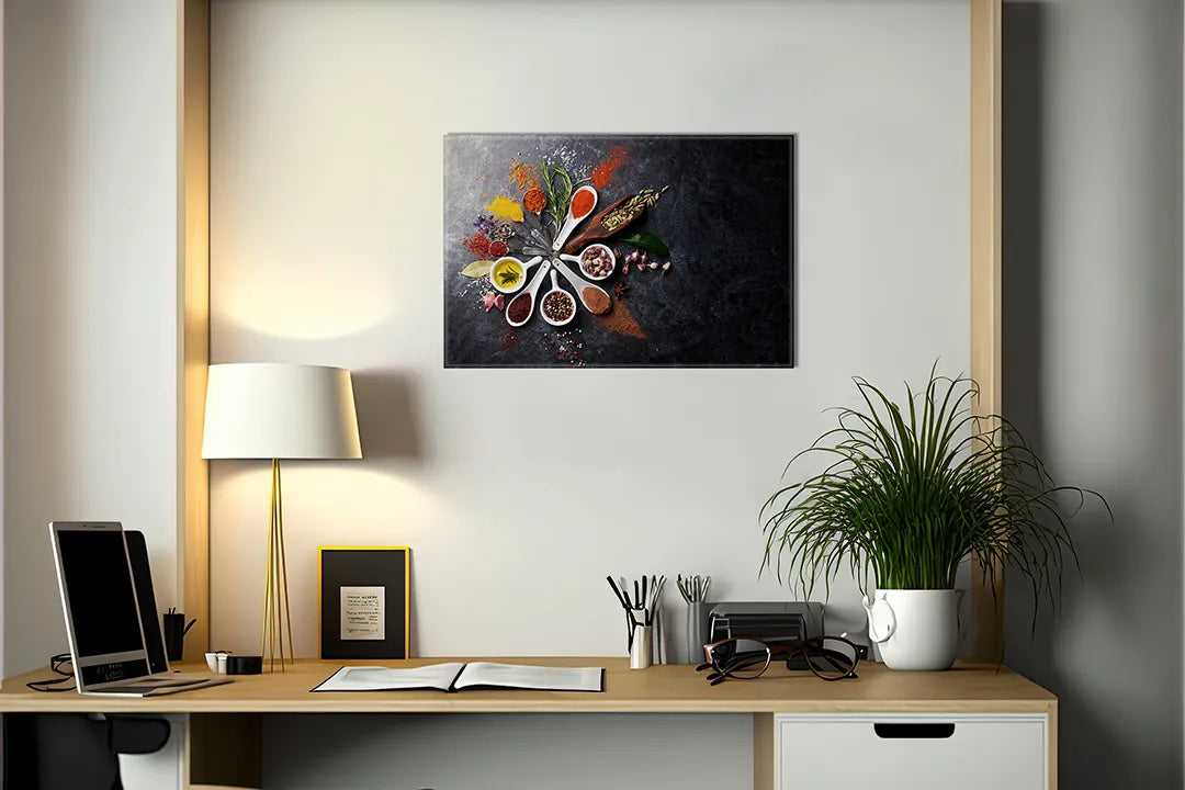 Decoratief en functioneel metalen magneetbord met specerijen – droog uitwisbaar & magnetisch