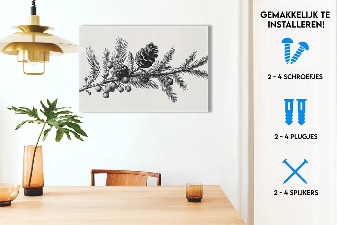 Metalen magneetbord met dennenappels en takken – droog uitwisbaar & magnetisch