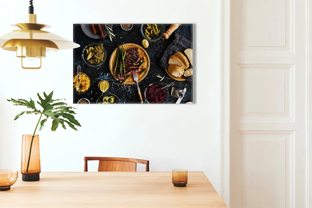 Metalen magneetbord met heerlijke eetarrangementen â€“ droog uitwisbaar & magnetisch