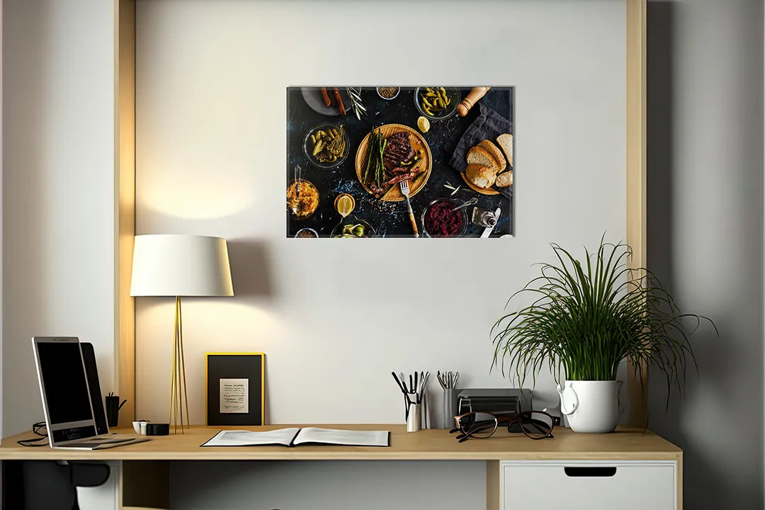 Metalen magneetbord met heerlijke eetarrangementen â€“ droog uitwisbaar & magnetisch