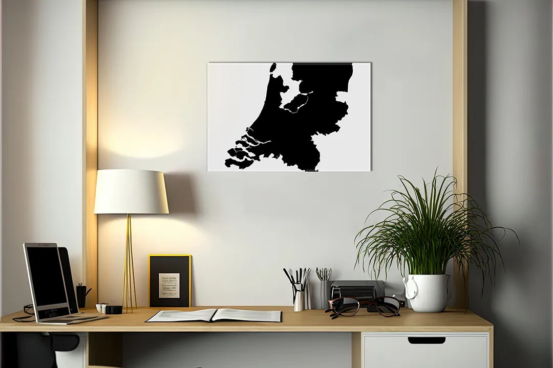 Metalen magneetbord met silhouet van Nederland – droog uitwisbaar & magnetisch
