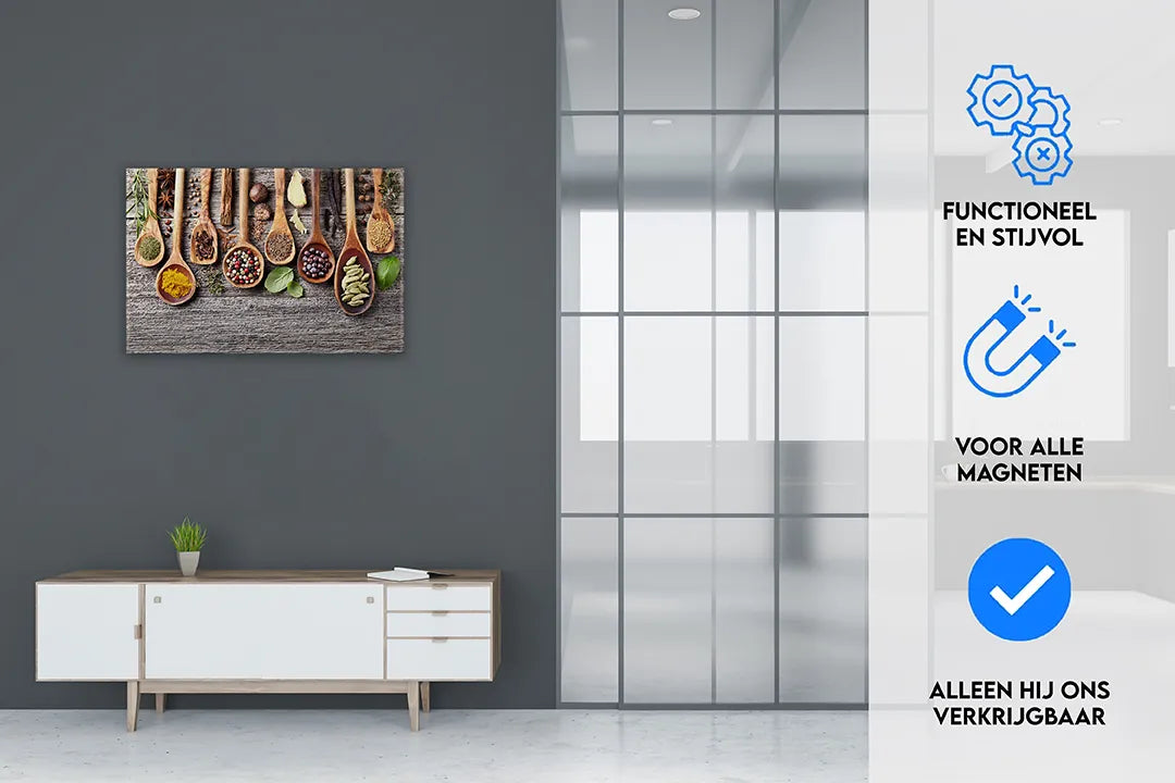 Metalen magneetbord met kruiden en specerijen – droog uitwisbaar & magnetisch