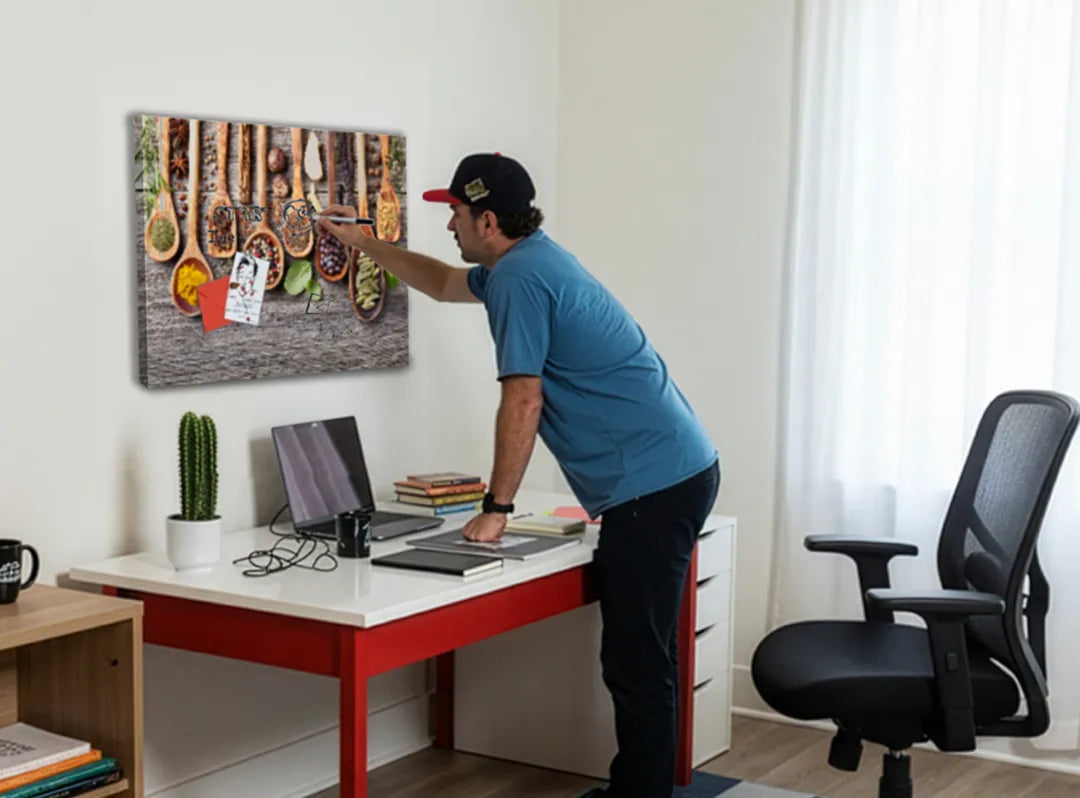Metalen magneetbord met kruiden en specerijen – droog uitwisbaar & magnetisch