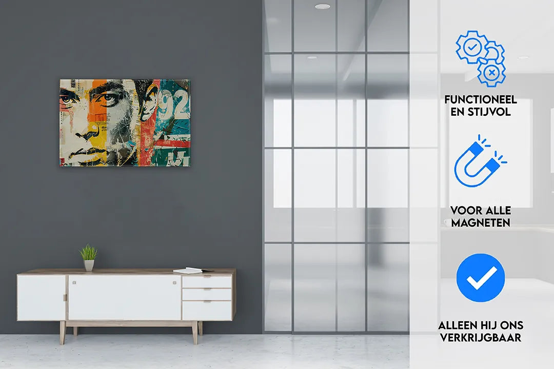 Metalen magneetbord met unieke kunstprint – droog uitwisbaar & magnetisch