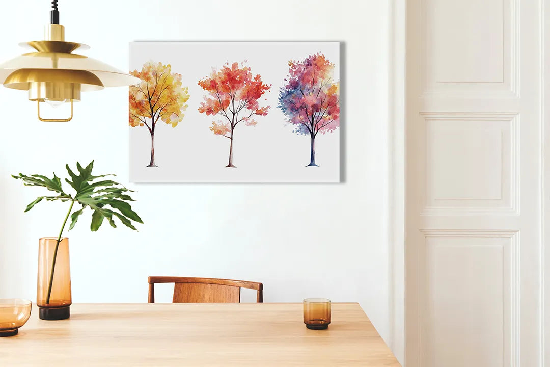 Metalen magneetbord met herfstachtige bomen - droog uitwisbaar & magnetisch