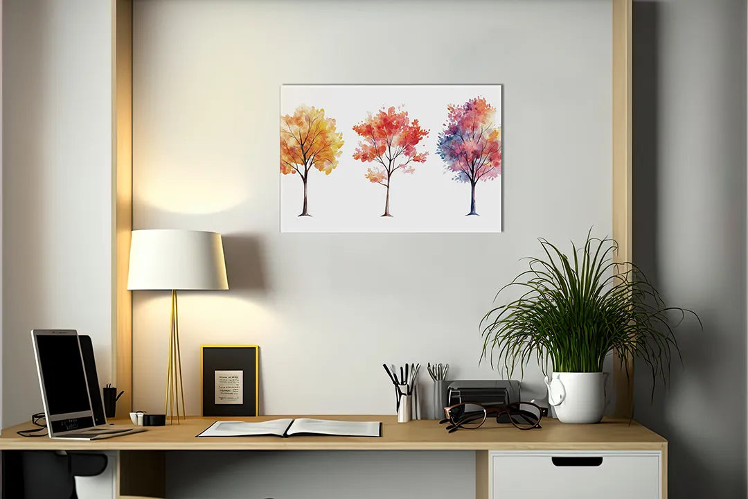 Metalen magneetbord met herfstachtige bomen - droog uitwisbaar & magnetisch