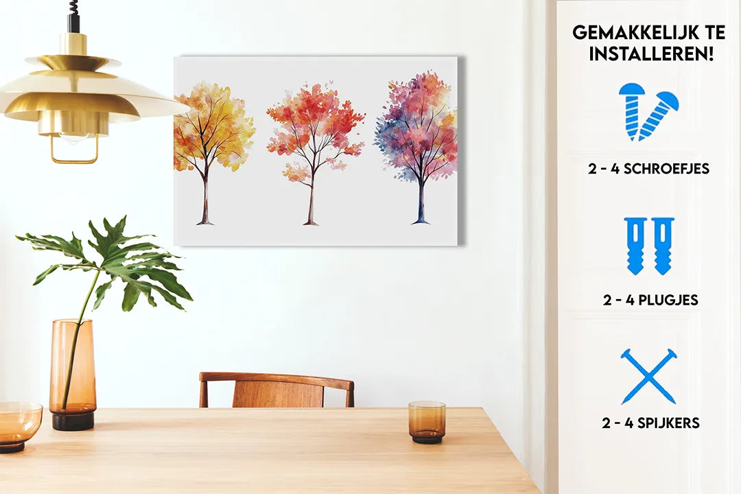 Metalen magneetbord met herfstachtige bomen - droog uitwisbaar & magnetisch