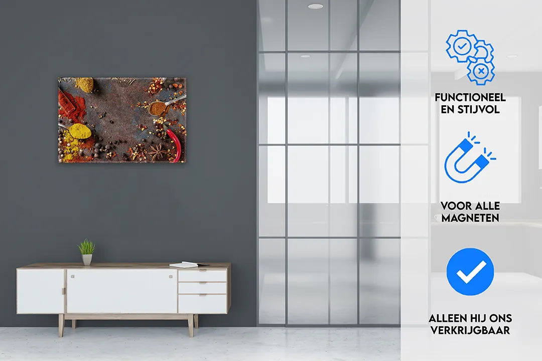 Metalen magneetbord met specerijen design - droog uitwisbaar & magnetisch
