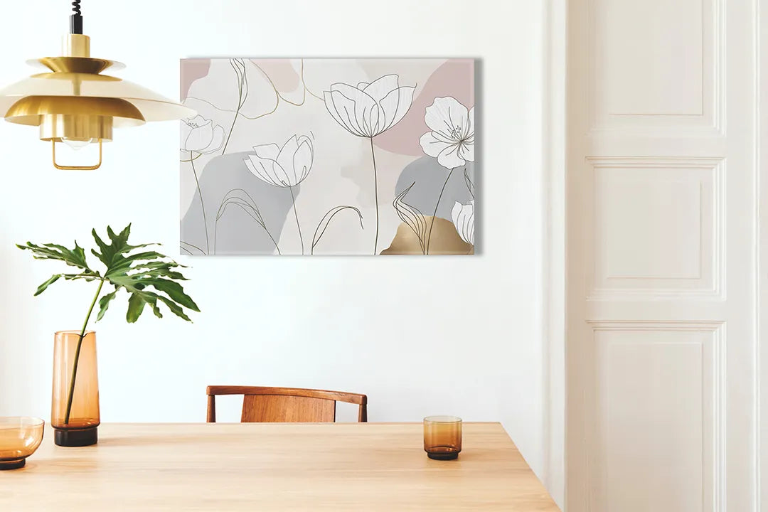 Metalen magneetbord met bloemen in pastelkleuren - droog uitwisbaar & magnetisch