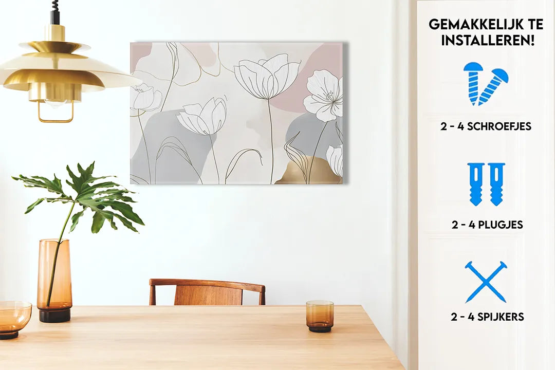 Metalen magneetbord met bloemen in pastelkleuren - droog uitwisbaar & magnetisch