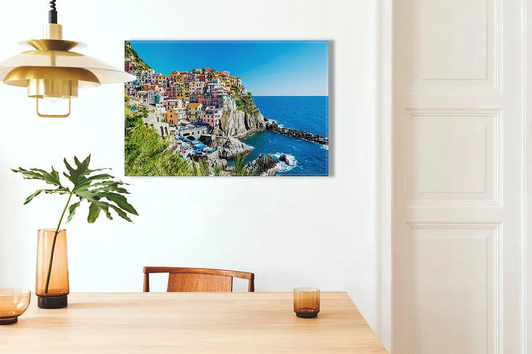Metalen magneetbord met kleurrijk uitzicht op Cinque Terre - droog uitwisbaar & magnetisch