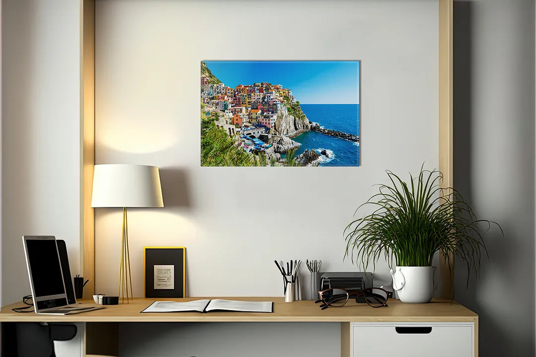 Metalen magneetbord met kleurrijk uitzicht op Cinque Terre - droog uitwisbaar & magnetisch