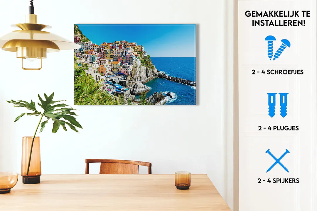 Metalen magneetbord met kleurrijk uitzicht op Cinque Terre - droog uitwisbaar & magnetisch