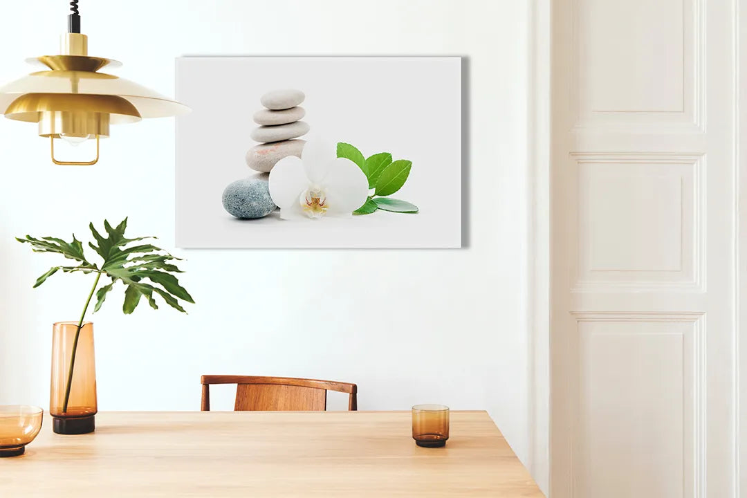 Metalen magneetbord met zen stenen en orchidee - droog uitwisbaar & magnetisch