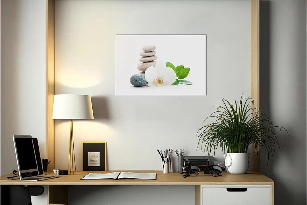 Metalen magneetbord met zen stenen en orchidee - droog uitwisbaar & magnetisch