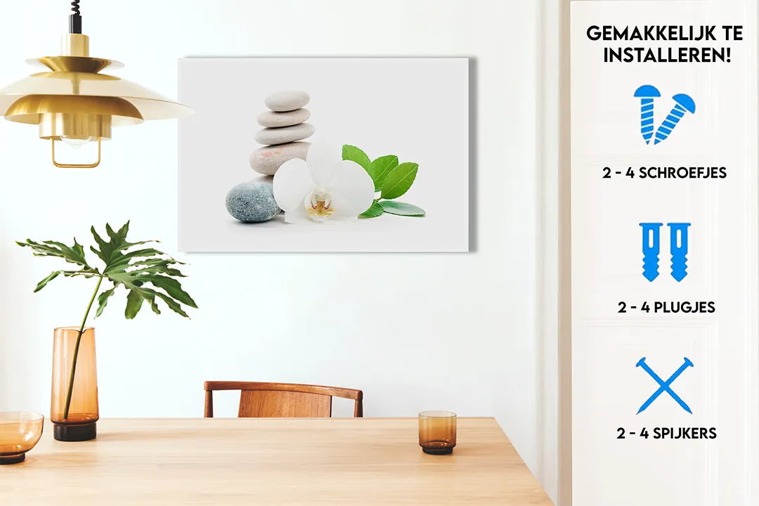 Metalen magneetbord met zen stenen en orchidee - droog uitwisbaar & magnetisch