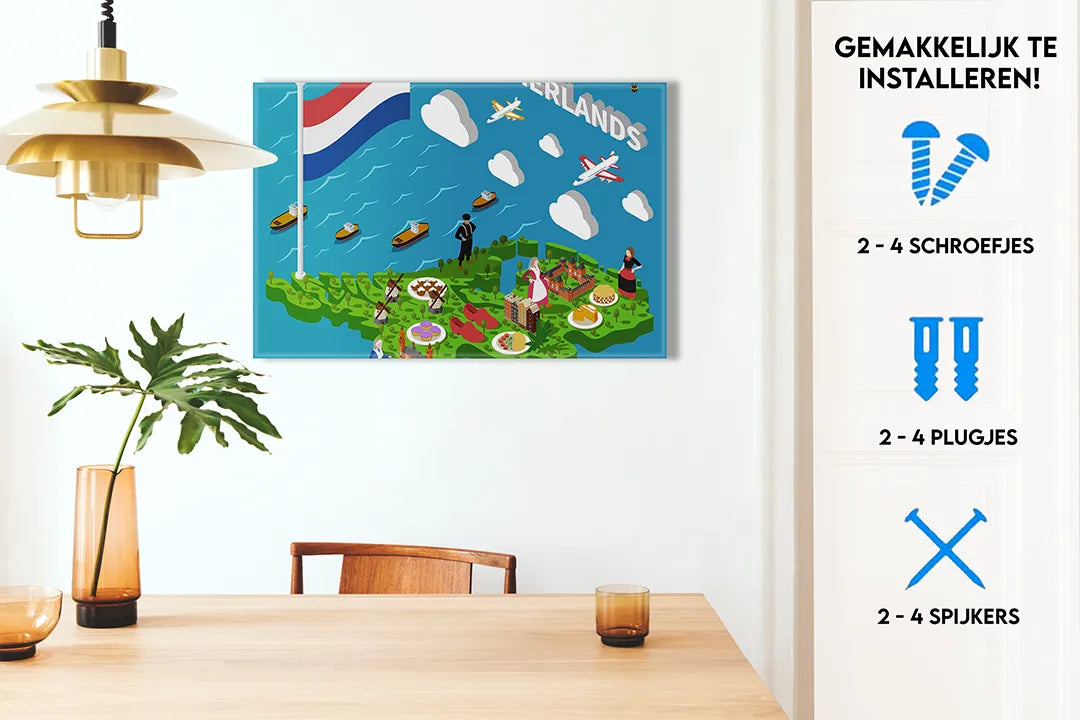 Metalen Magneetbord met Nederlands Thema – droog uitwisbaar & magnetisch