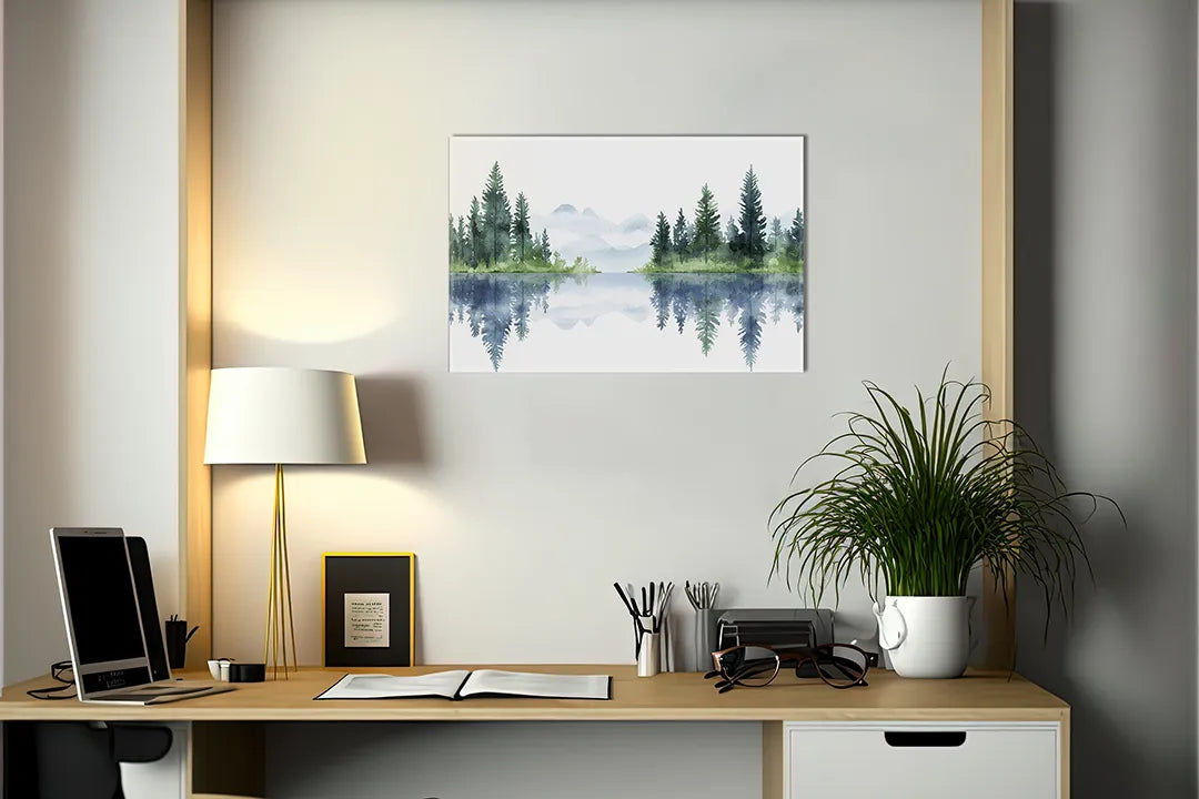 Metalen magneetbord met serene natuurprint – droog uitwisbaar & magnetisch