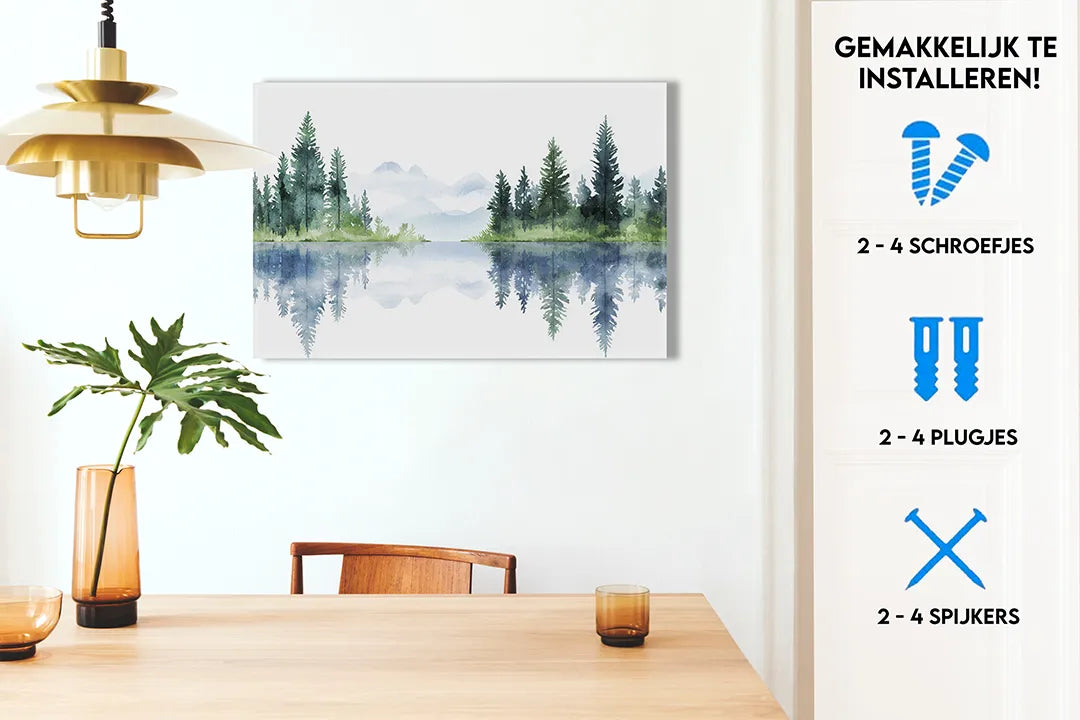 Metalen magneetbord met serene natuurprint – droog uitwisbaar & magnetisch