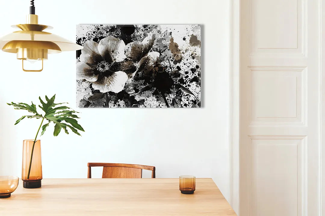 Metalen magneetbord met abstracte bloemenillustratie - droog uitwisbaar & magnetisch