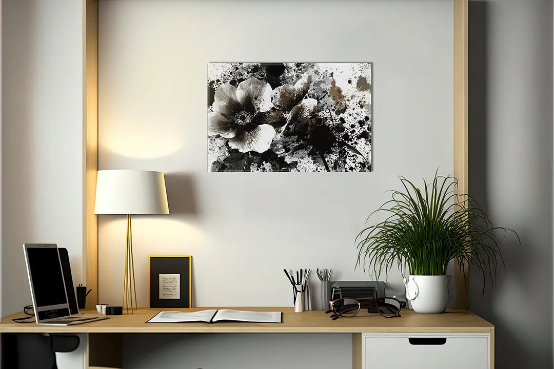 Metalen magneetbord met abstracte bloemenillustratie - droog uitwisbaar & magnetisch
