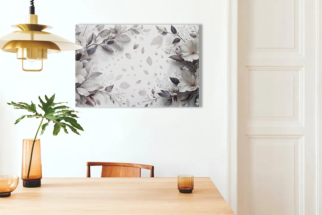 Elegant metalen magneetbord met bloemenmotief - droog uitwisbaar & magnetisch
