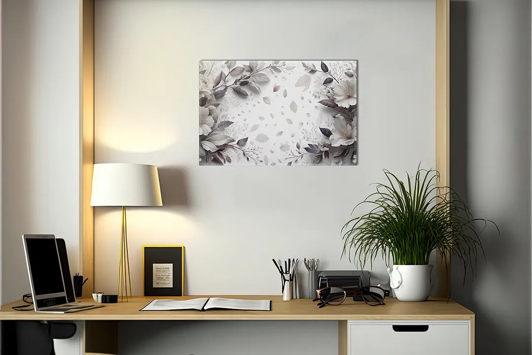 Elegant metalen magneetbord met bloemenmotief - droog uitwisbaar & magnetisch