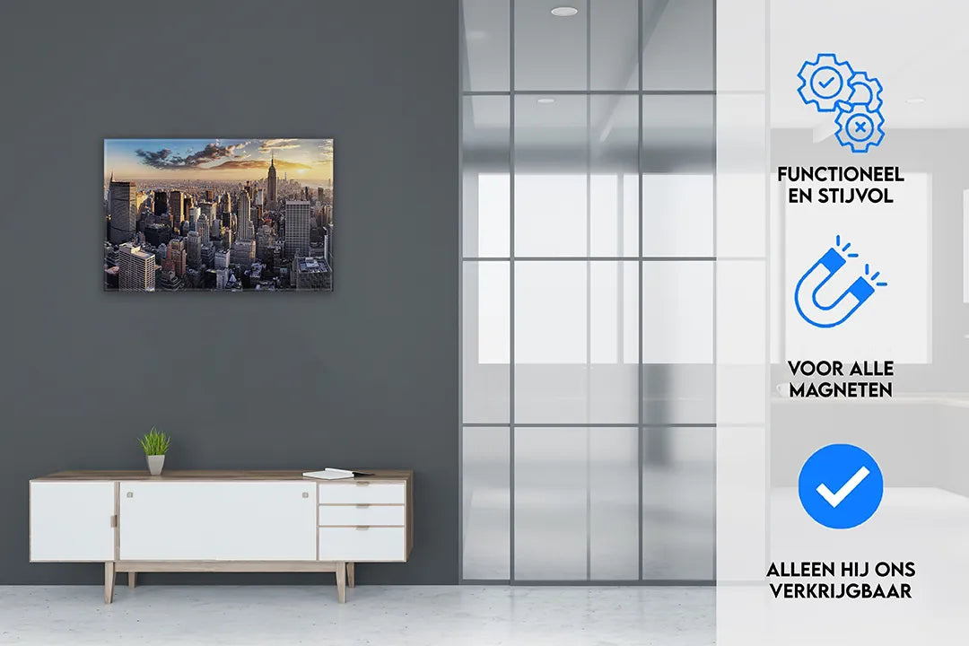 Metalen magneetbord met uitzicht op Manhattan – droog uitwisbaar & magnetisch