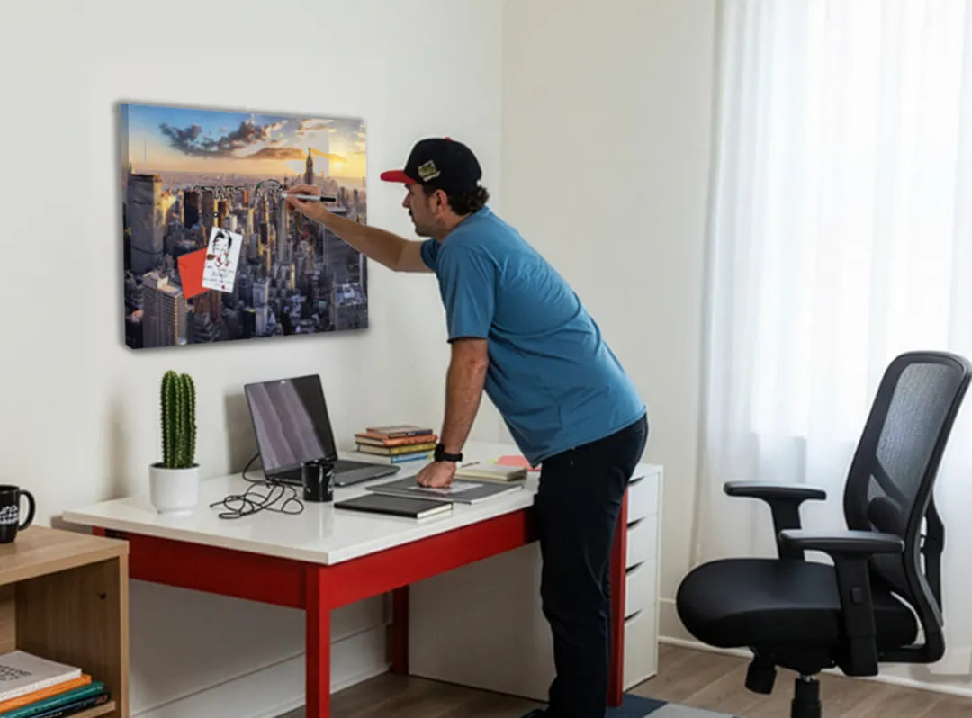 Metalen magneetbord met uitzicht op Manhattan – droog uitwisbaar & magnetisch