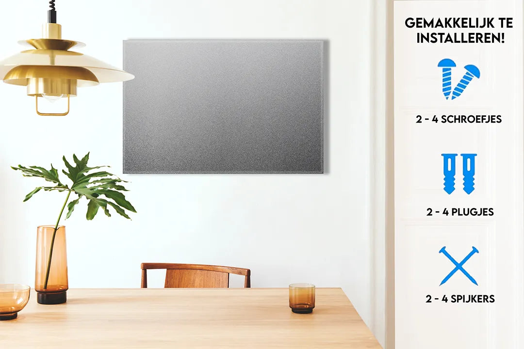 Modern metalen magneetbord in luxe grijs – droog uitwisbaar & magnetisch