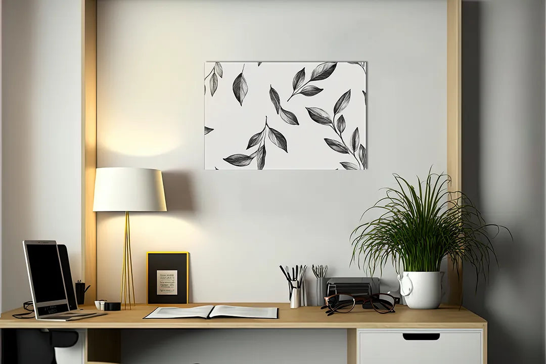 Metalen magneetbord met mooie bladerenprint - droog uitwisbaar & magnetisch