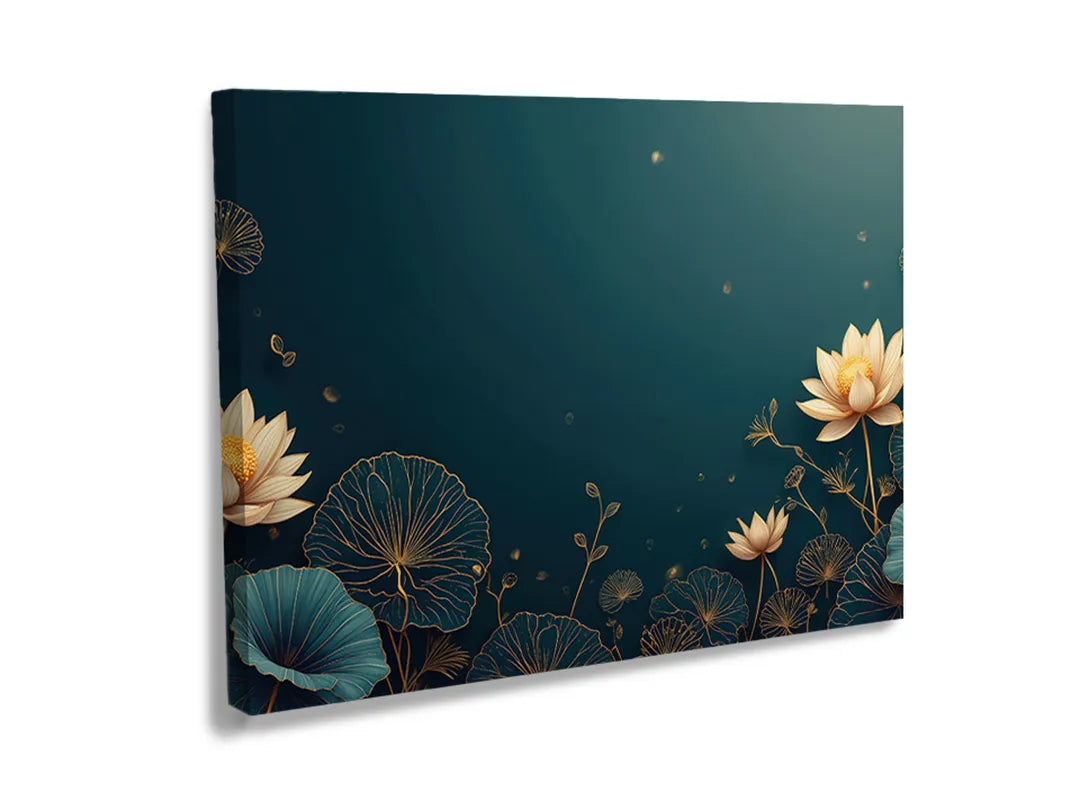 Metalen bord met elegant bloemenontwerp in diepe blauwe tinten.