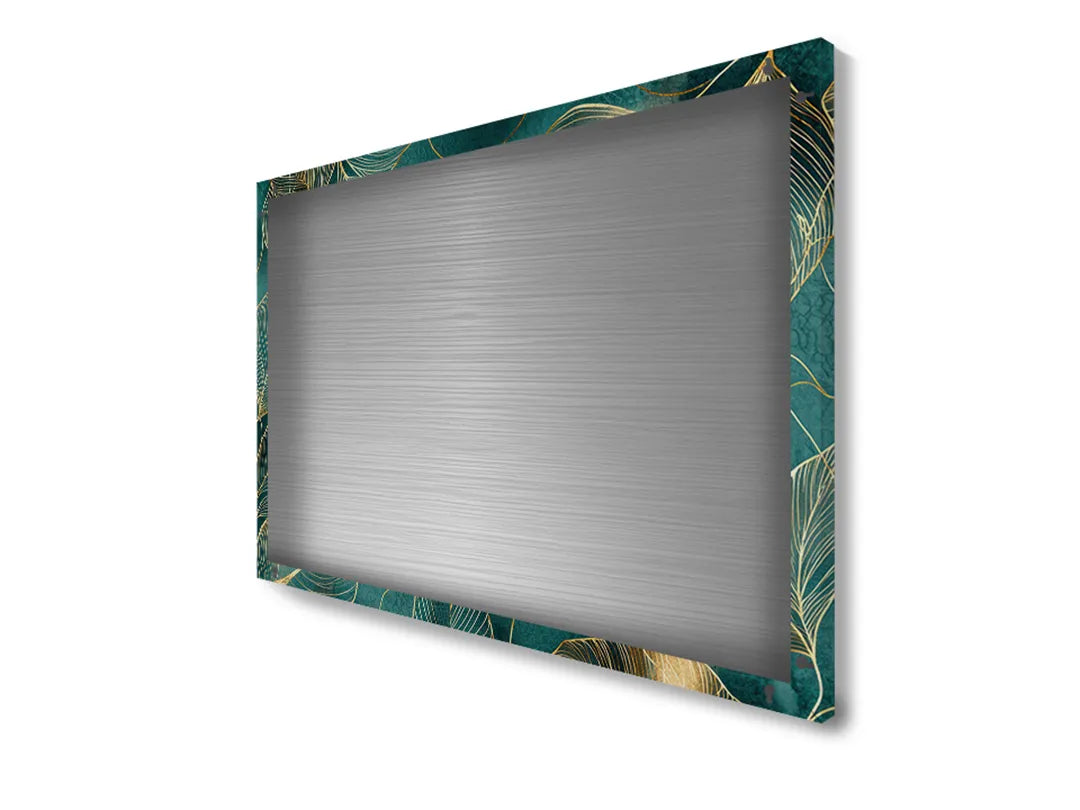 Elegant metalen magneetbord met bladeren patroon – droog uitwisbaar & magnetisch