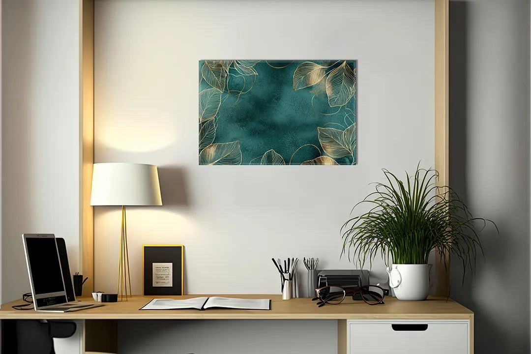 Elegant metalen magneetbord met bladeren patroon - droog uitwisbaar & magnetisch