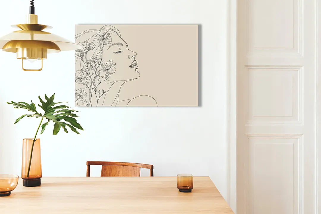 Elegante metalen magneetbord met vrouwelijk portret – droog uitwisbaar & magnetisch