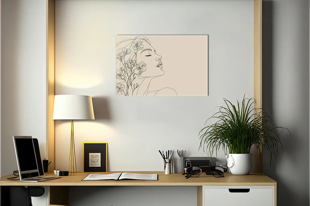 Elegante metalen magneetbord met vrouwelijk portret – droog uitwisbaar & magnetisch