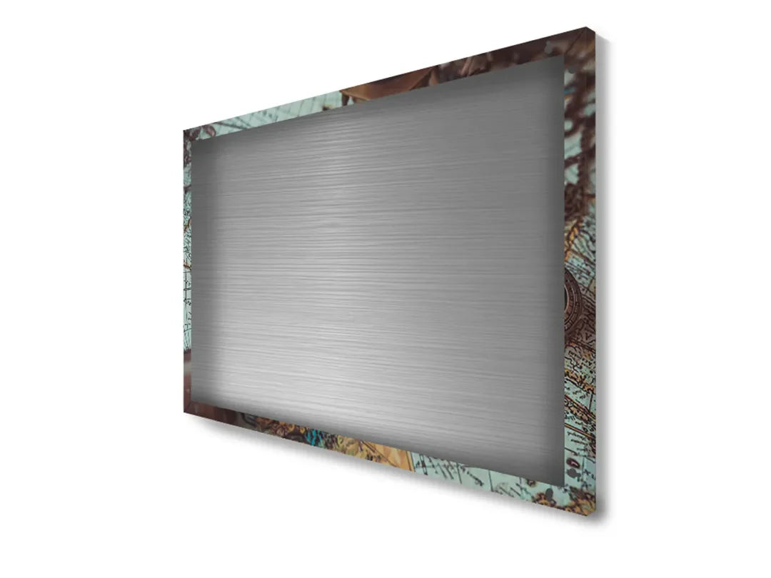 Metalen magneetbord met vintage wereldkaart en kompas – droog uitwisbaar & magnetisch