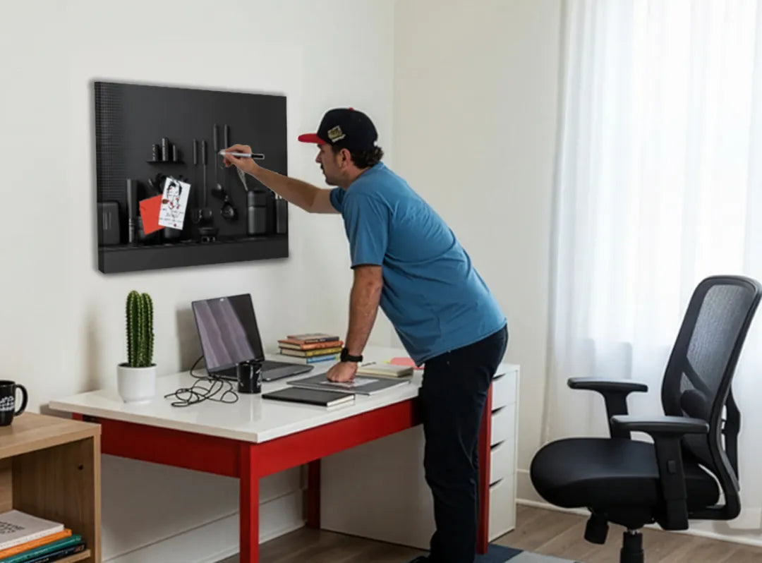 Stijlvol zwart metalen magneetbord voor in de keuken – droog uitwisbaar & magnetisch