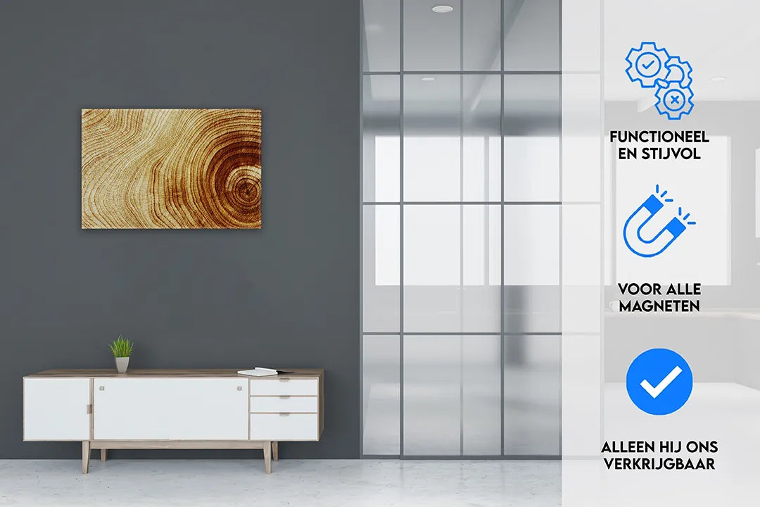 Metalen magneetbord met houtdesign - droog uitwisbaar & magnetisch