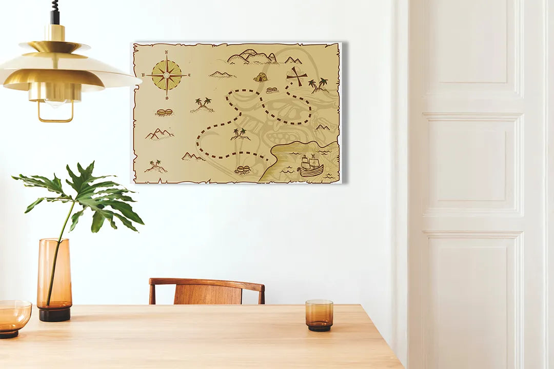 Metalen magneetbord met schatkaart ontwerp – droog uitwisbaar & magnetisch